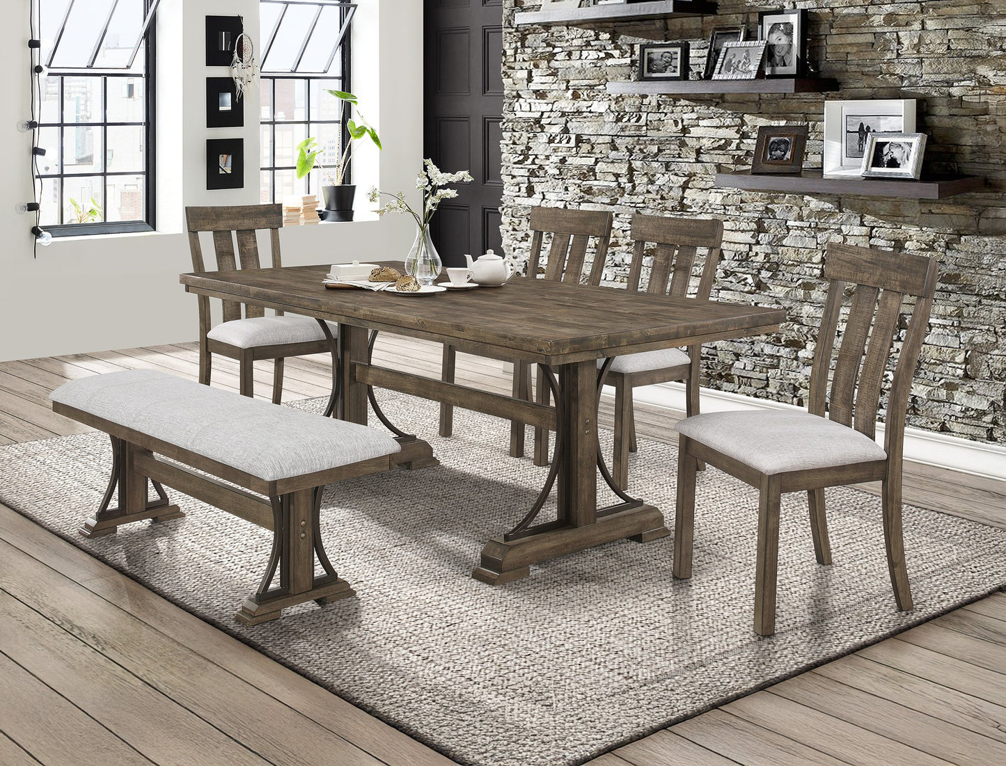 Quincy Grayish Brown - Juego de comedor