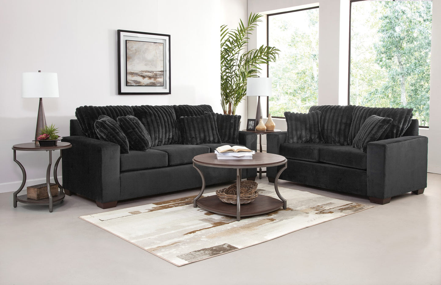 Implosion Black - Sofa and Loveseat