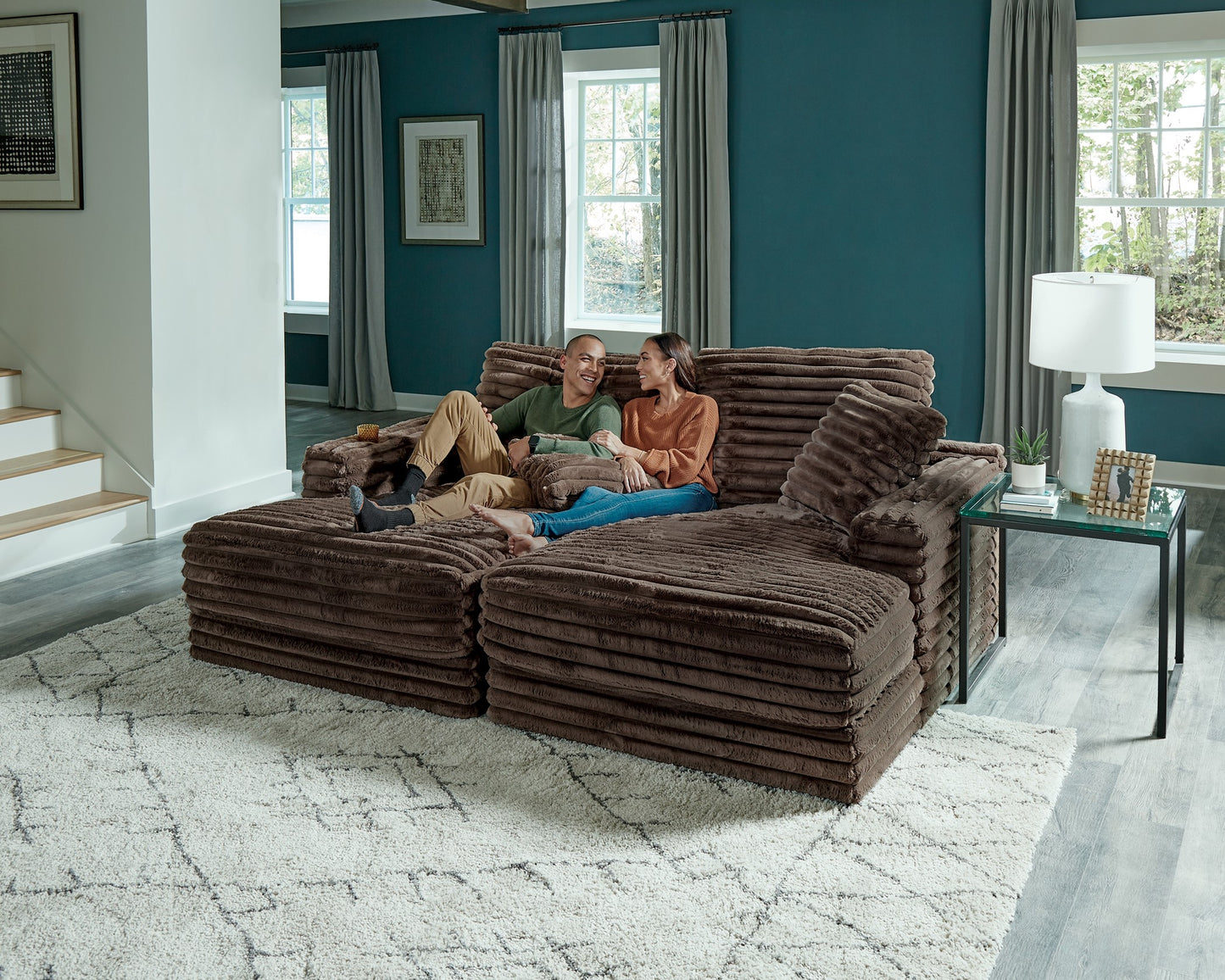 Chaise lounge doble de chocolate