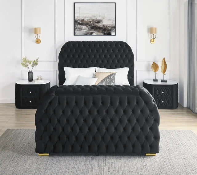CAMA NATALIA CON CHIMENEA Y ELEVADOR DE TV Negro