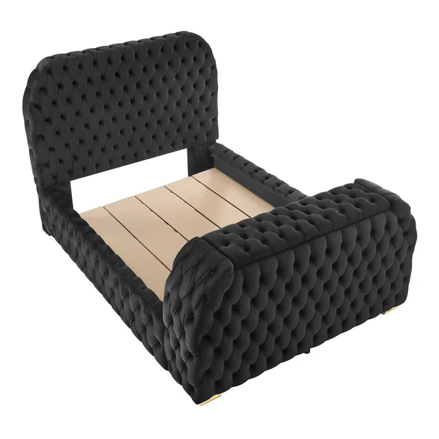 CAMA NATALIA CON CHIMENEA Y ELEVADOR DE TV Negro