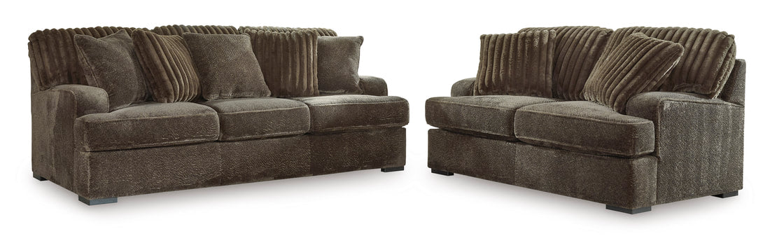 Chocolate - Fluffy Pillows Sofa & Loveseat