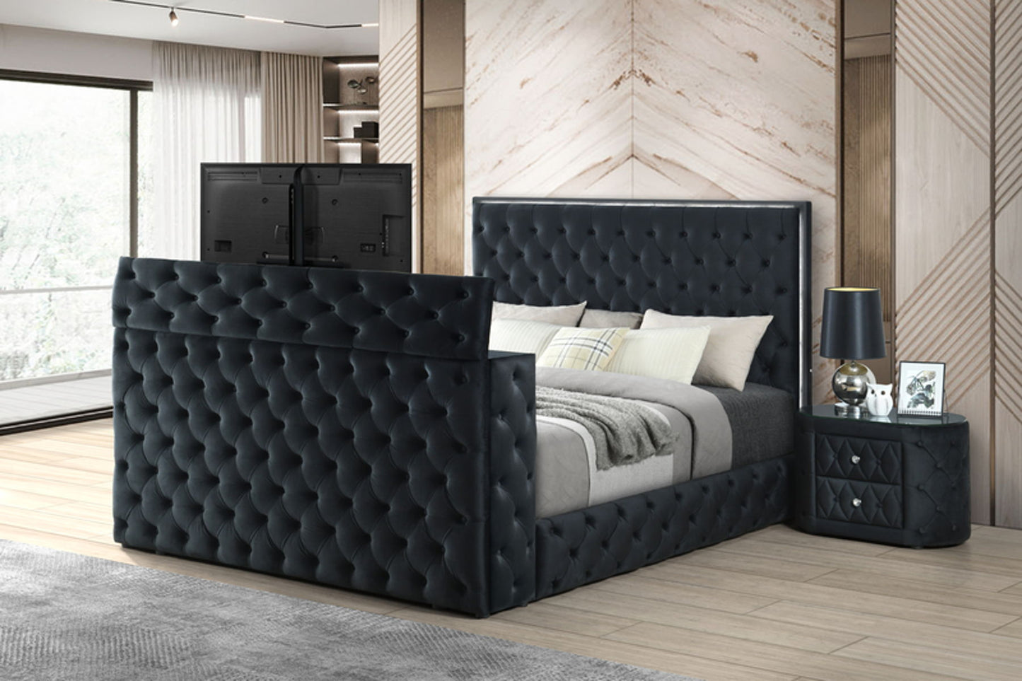 Diane – Cama tapizada con plataforma