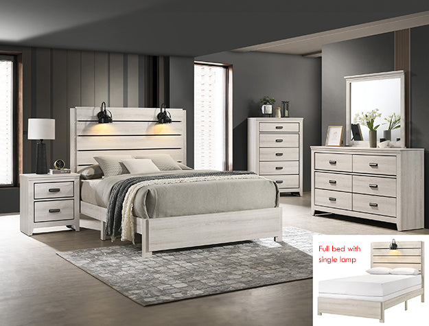 CONJUNTO DE DORMITORIO CARTER BLANCO - Juego de 5 piezas