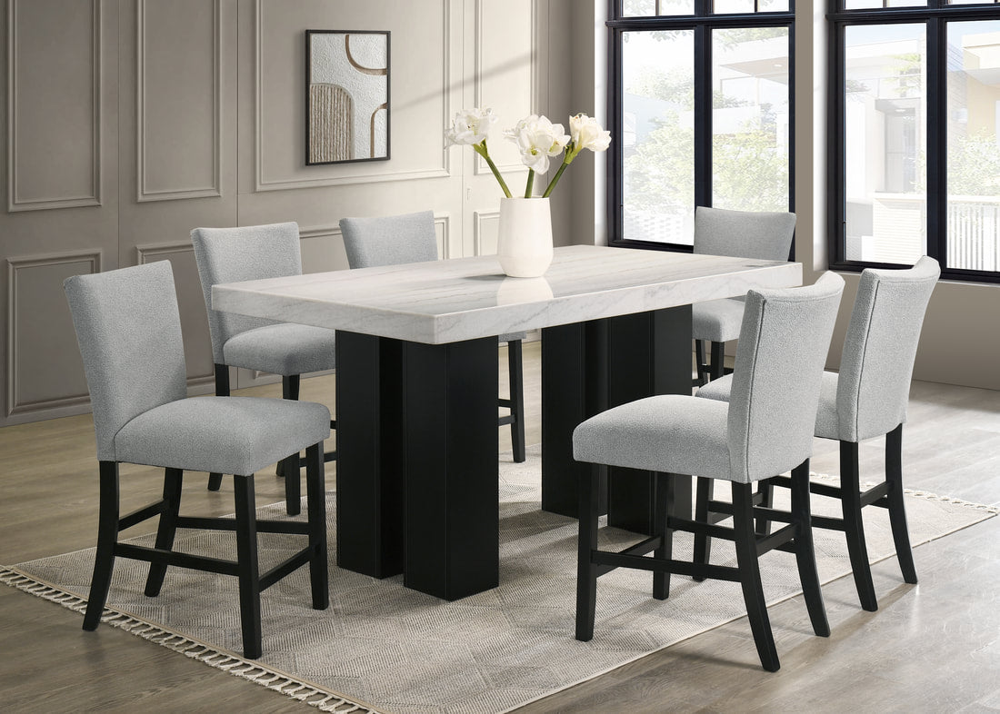 Gray Genuine Marble - Dining room Set