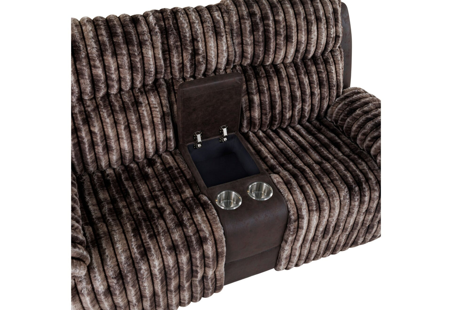 Sofá y loveseat de felpa marrón oscuro