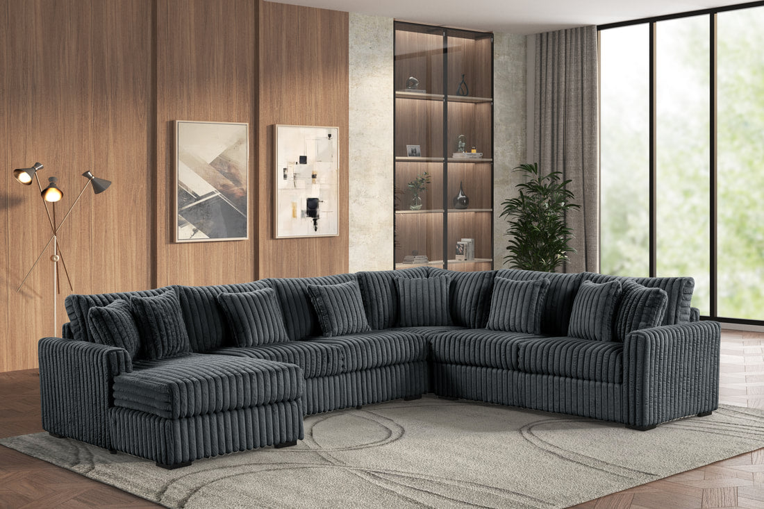 X-LARGE CORD SECTIONAL - SINGLE CHAISE