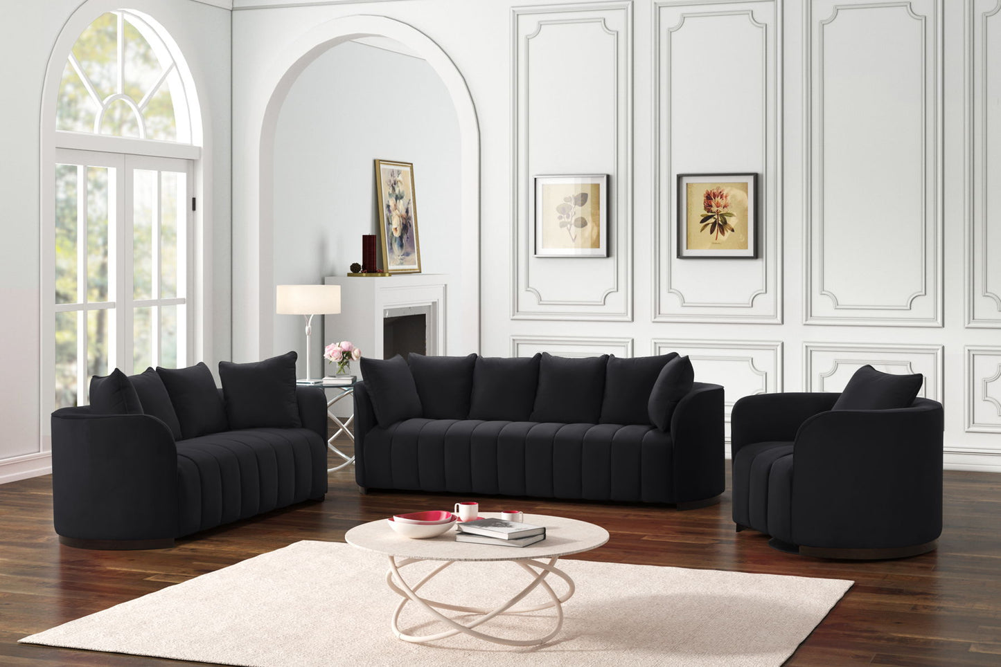 Vogue Black - Sofá, sofá de dos plazas y sillón