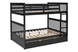 Full/Full Bunk Bed w/Twin Trundle - Black
