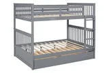 Full/Full Bunk Bed w/Twin Trundle - Gray