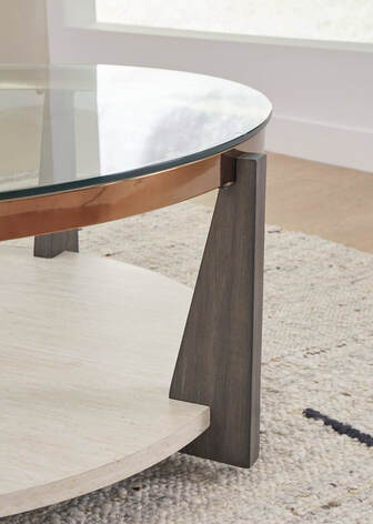 Glass tabletop w/solid wood