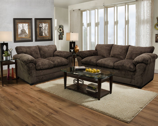 Kennedy Chocolate - Padded Sofa and Loveseat