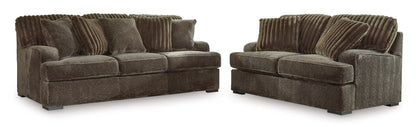 Chocolate - Fluffy Pillows Sofa & Loveseat