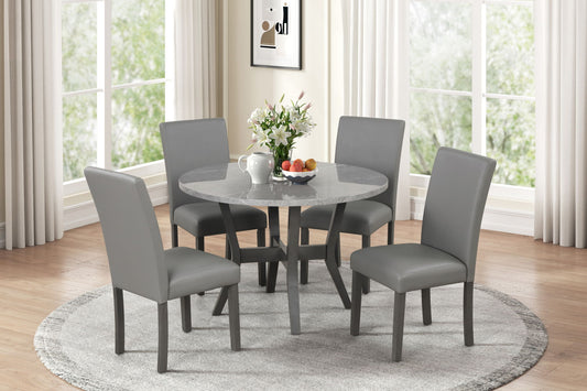 Tribecca – 5 Piece Round Dining Set – Espresso / Gray