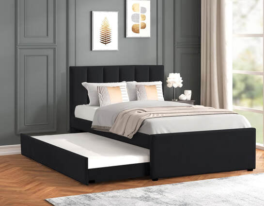 Maya - Black Twin, Full Platform Bed w/Trundle