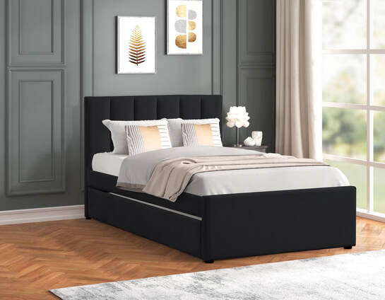 Maya - Black Twin, Full Platform Bed w/Trundle
