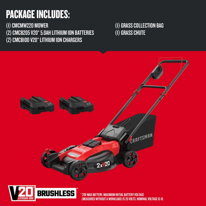 Craftsman V20 20 in Battery Lawn Mower Kit