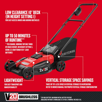 Craftsman V20 20 in Battery Lawn Mower Kit