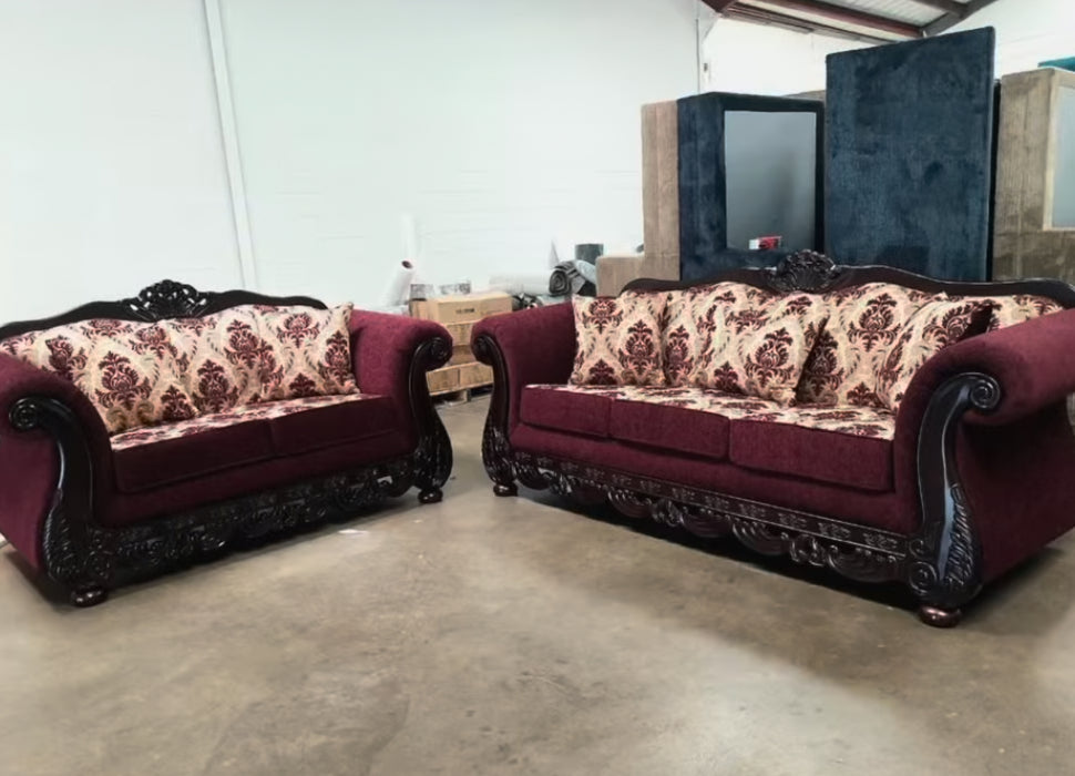 Burgundy 2-piece Couch Set