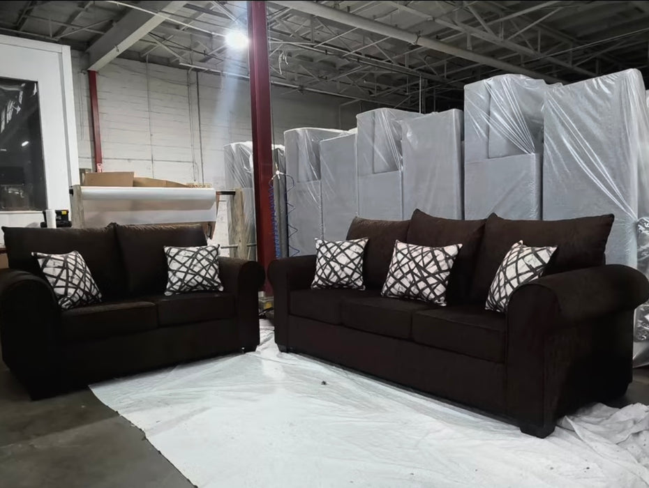 Chocolate 2-piece couch set