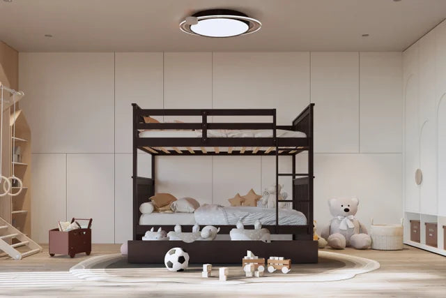 Full/Full Bunk Bed w/Twin Trundle - Espresso