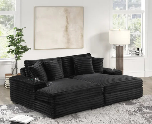 Double Chaise Lounge with Cupholder & Charging Port