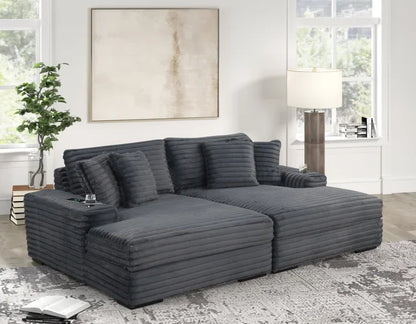 Double Chaise Lounge with Cupholder & Charging Port