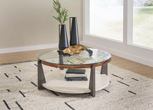 Glass tabletop w/solid wood