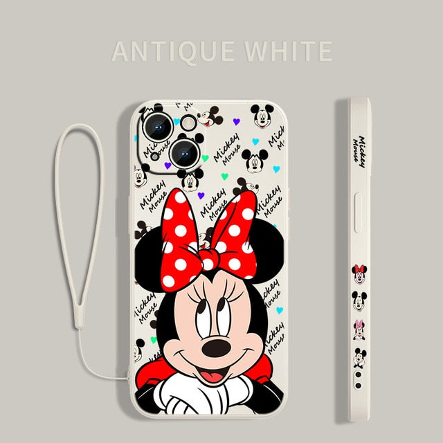 Disney Mickey Minne Cover For Apple iPhone 14 13 Pro Max - Liquid Left Rope Phone Case