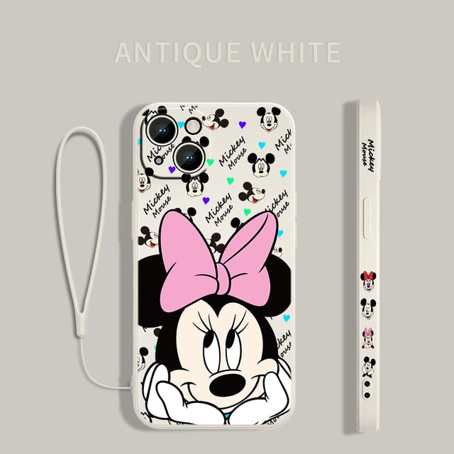 Disney Mickey Minne Cover For Apple iPhone 14 13 Pro Max - Liquid Left Rope Phone Case