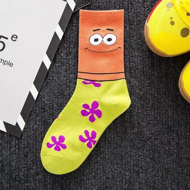 Cartoon Socks SpongeBob, Patrick, Star - Pure Cotton Tube Trend Socks