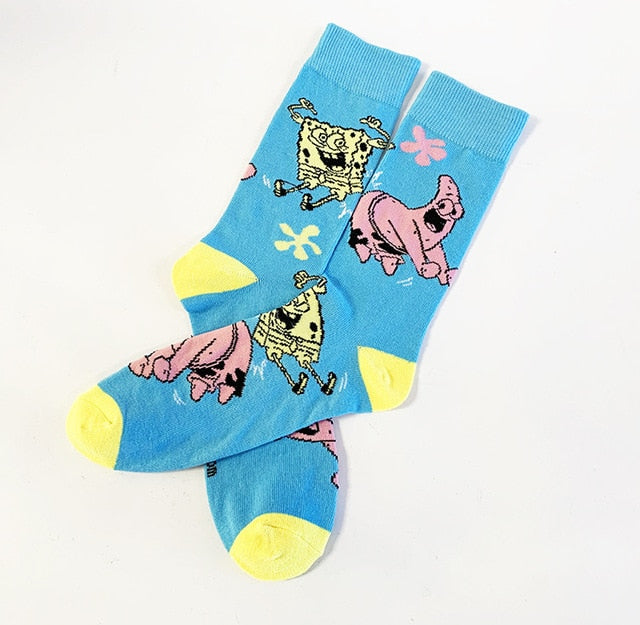 Cartoon Socks SpongeBob, Patrick, Star - Pure Cotton Tube Trend Socks