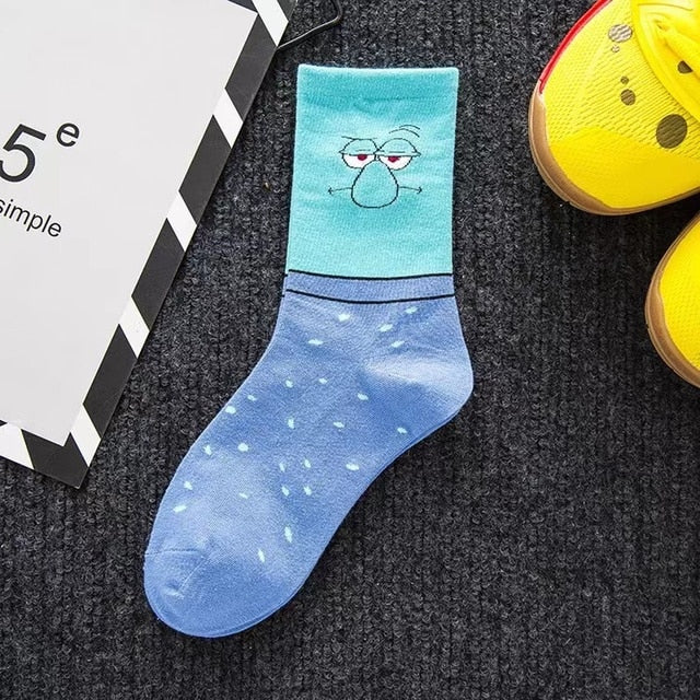 Cartoon Socks SpongeBob, Patrick, Star - Pure Cotton Tube Trend Socks