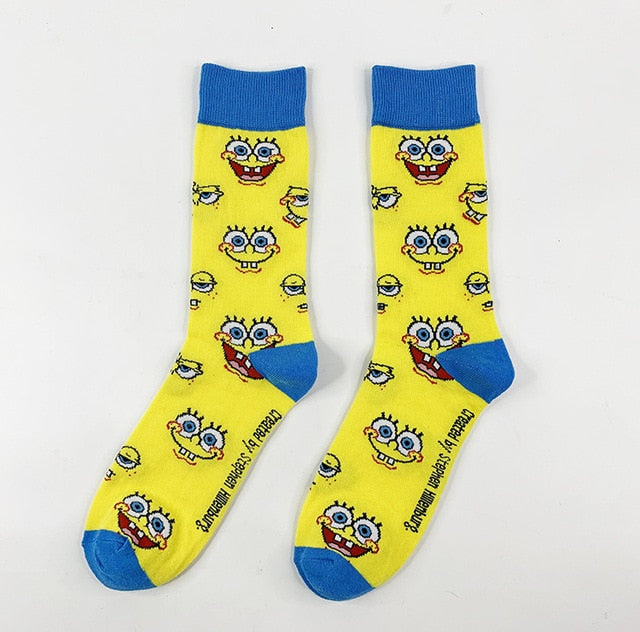 Cartoon Socks SpongeBob, Patrick, Star - Pure Cotton Tube Trend Socks