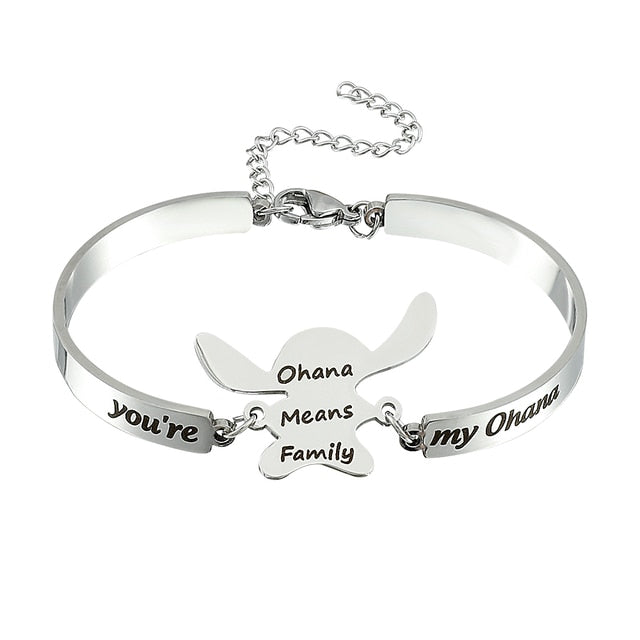 Disney Stainless steel Jewelry You're My Ohana Stitch Charm Bracelet