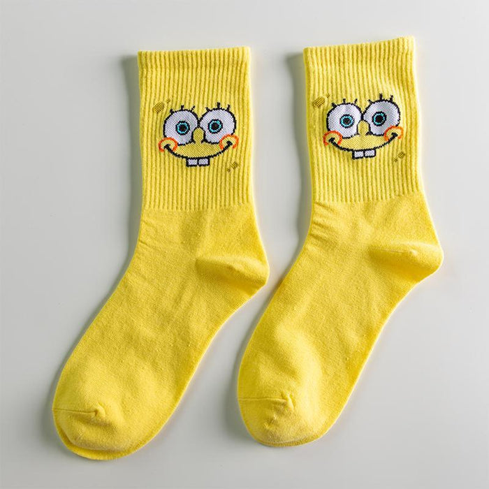 Cartoon Socks SpongeBob, Patrick, Star - Pure Cotton Tube Trend Socks