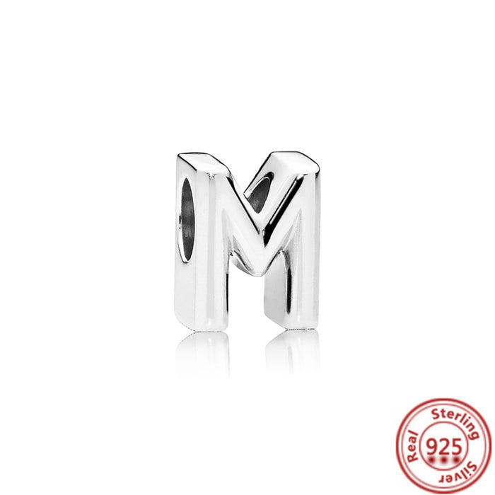 Silver Letter Alphabet A-Z Charm Beads - Fits Original Pandora Charm Bracelets