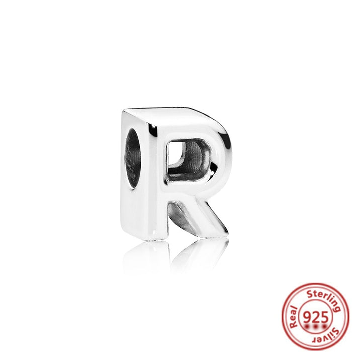 Silver Letter Alphabet A-Z Charm Beads - Fits Original Pandora Charm Bracelets