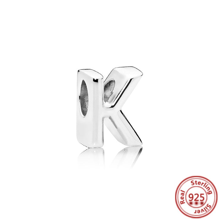 Silver Letter Alphabet A-Z Charm Beads - Fits Original Pandora Charm Bracelets