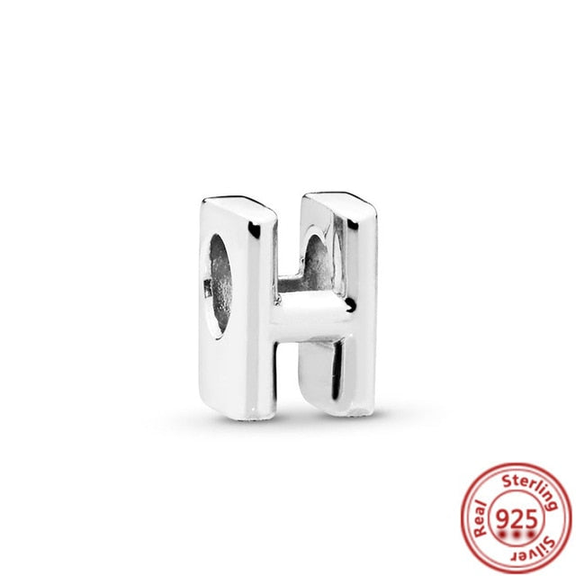 Silver Letter Alphabet A-Z Charm Beads - Fits Original Pandora Charm Bracelets