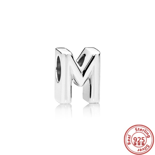 Silver Letter Alphabet A-Z Charm Beads - Fits Original Pandora Charm Bracelets