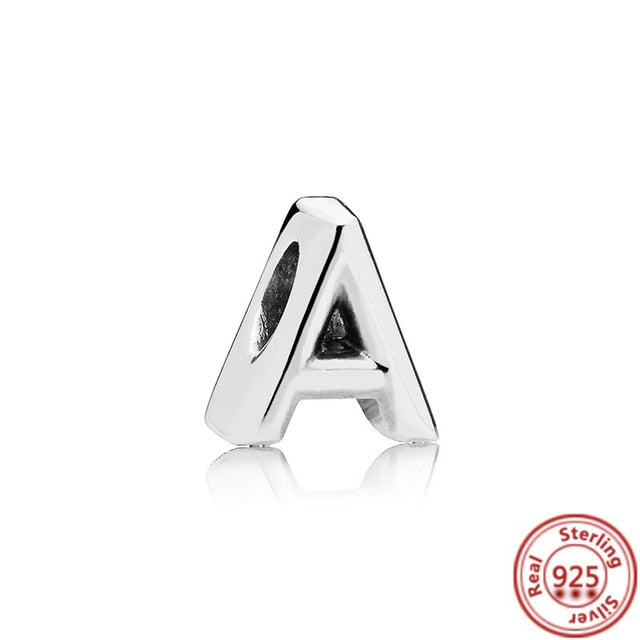 Silver Letter Alphabet A-Z Charm Beads - Fits Original Pandora Charm Bracelets