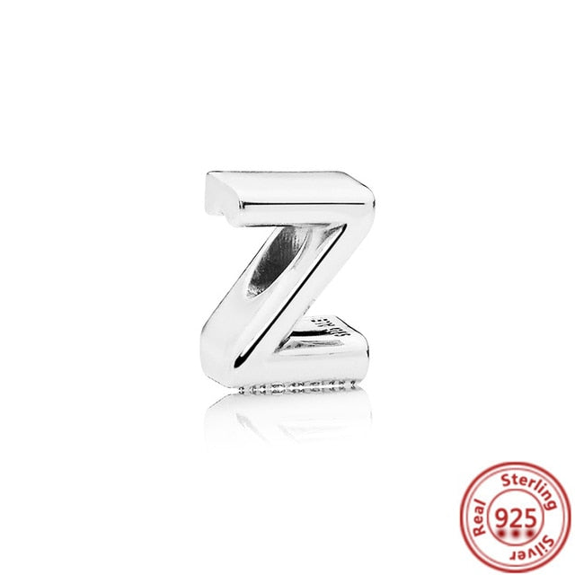 Silver Letter Alphabet A-Z Charm Beads - Fits Original Pandora Charm Bracelets