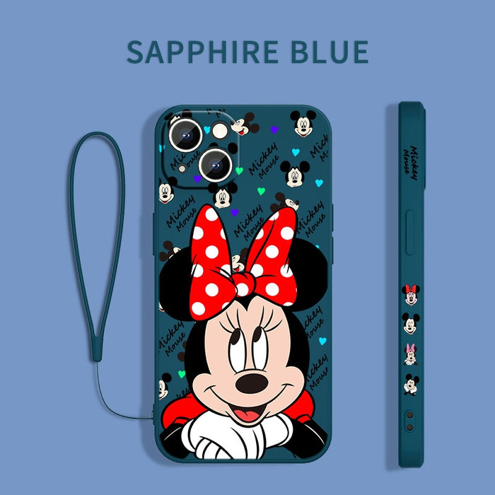 Disney Mickey Minne Cover For Apple iPhone 14 13 Pro Max - Liquid Left Rope Phone Case