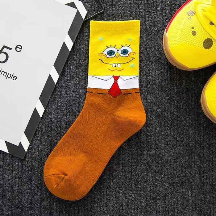 Cartoon Socks SpongeBob, Patrick, Star - Pure Cotton Tube Trend Socks