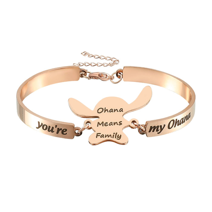 Disney Stainless steel Jewelry You're My Ohana Stitch Charm Bracelet