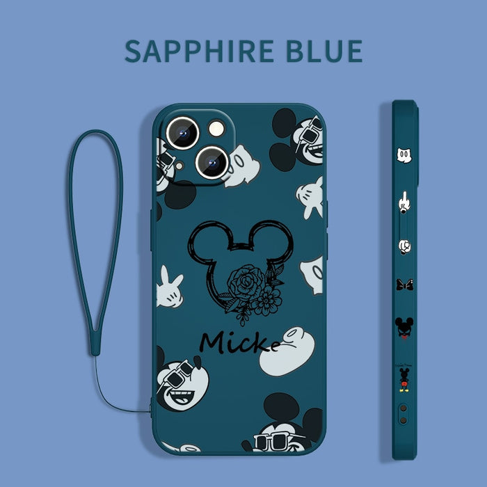 Disney Minnie Mickey Money Cover For Apple iPhone 14 13 12 11 Pro Max mini XS XR X 8 7 6S Plus Liquid Left Rope Phone Case Capa