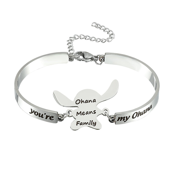 Disney Stainless steel Jewelry You're My Ohana Stitch Charm Bracelet