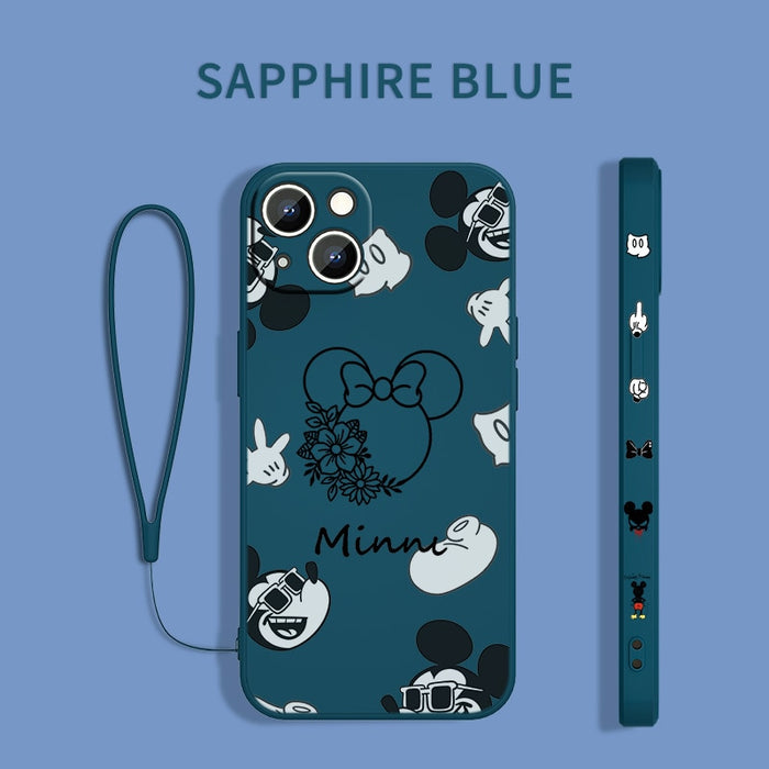 Disney Minnie Mickey Money Cover For Apple iPhone 14 13 12 11 Pro Max mini XS XR X 8 7 6S Plus Liquid Left Rope Phone Case Capa