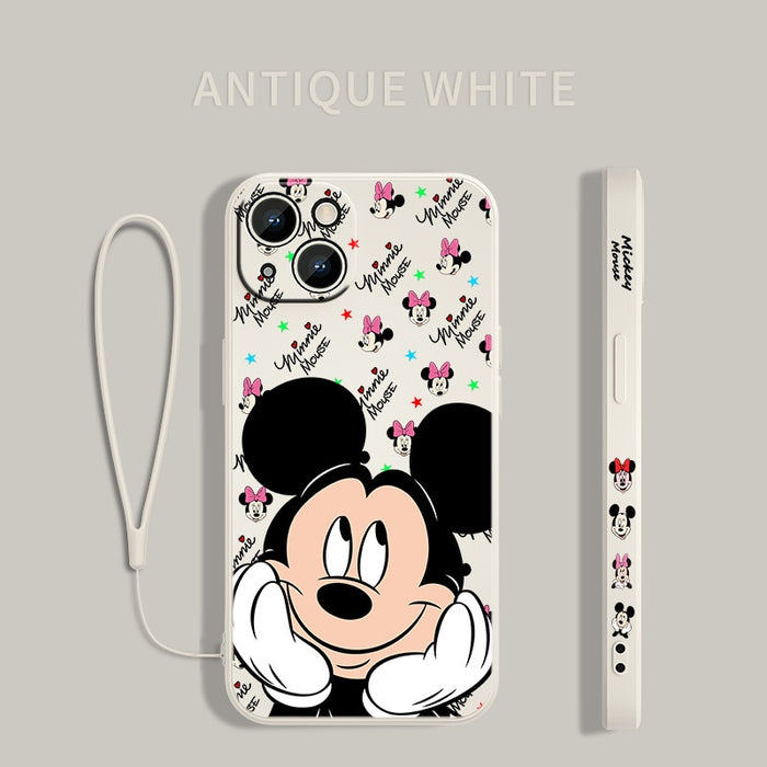 Disney Mickey Minne Cover For Apple iPhone 14 13 Pro Max - Liquid Left Rope Phone Case